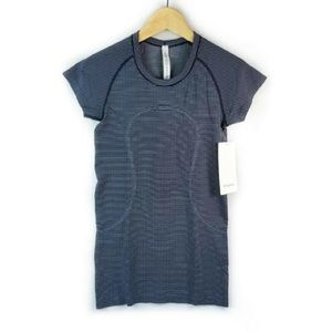 Navy striped lululemon short sleeve swiftly tech